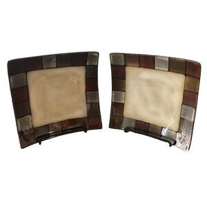 Pfalzgraff Everyday Taos 9”  Ceramic Curved Up Square Dinner Plates-READ!